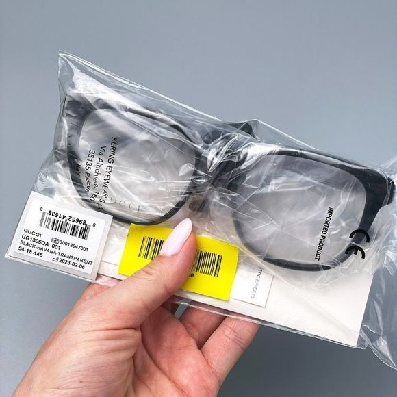 🔥Gucci GG1305OA 001 Eyeglasses Black Havana Rectangle Women - Picture 12 of 13